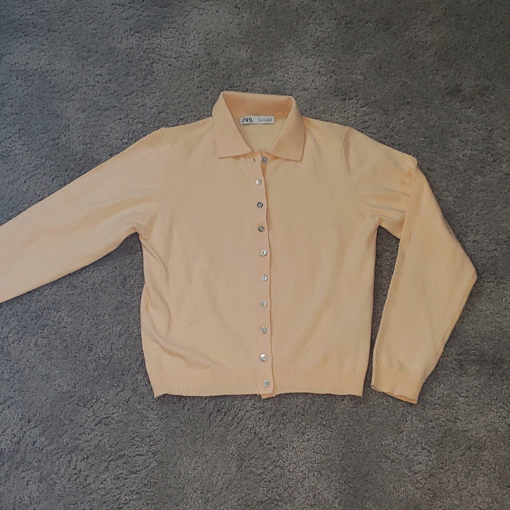 Zara Collared Long Sleeve Sweater, Butter, Small